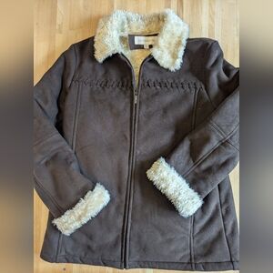 Penny Lane Vintage brown sheepskin shearling vintage coat jacket L Liz Claiborne